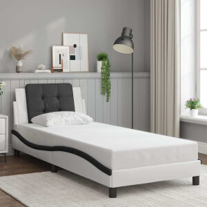 vidaXL Bedframe zonder matras "Zadar" kunstleer wit en zwart 90x200 cm