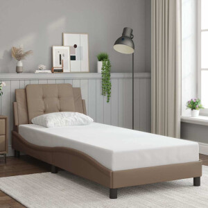vidaXL Bedframe zonder matras "Zadar" kunstleer cappuccinokleurig 100x200 cm