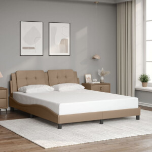 vidaXL Bedframe zonder matras "Zadar" kunstleer cappuccinokleurig 160x200 cm