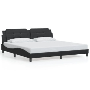 vidaXL Bedframe met hoofdeinde kunstleer zwart 200x200 cm