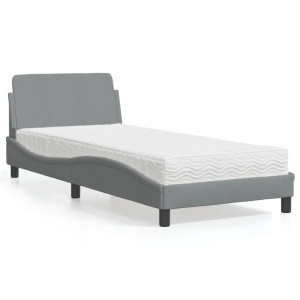 vidaXL Bed met matras "Dover" stof lichtgrijs 80x200 cm
