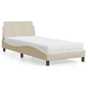 vidaXL Bed met matras "Dover" stof crèmekleurig 80x200 cm