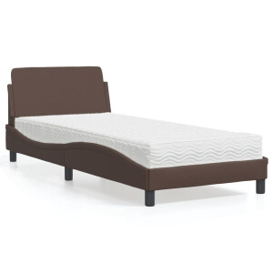 vidaXL Bed met matras kunstleer bruin 80x200 cm