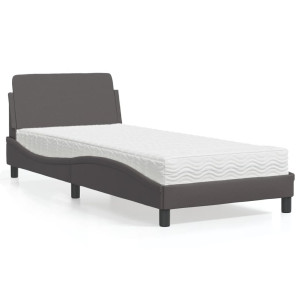 vidaXL Bed met matras "Dover" kunstleer grijs 80x200 cm