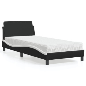 vidaXL Bed met matras kunstleer zwart en wit 80x200 cm