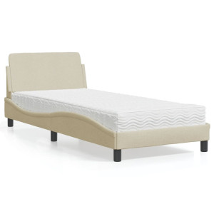vidaXL Bed met matras "Dover" stof crèmekleurig 90x190 cm