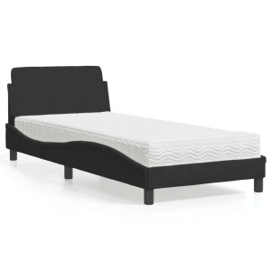 vidaXL Bed met matras "Dover" fluweel zwart 90x190 cm