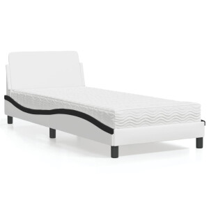 vidaXL Bed met matras "Dover" kunstleer wit en zwart 90x190 cm