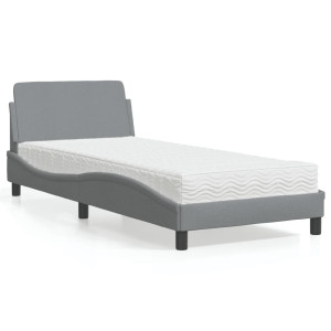 vidaXL Bed met matras stof lichtgrijs 90x200 cm