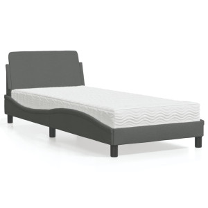 vidaXL Bed met matras "Dover" stof donkergrijs 90x200 cm