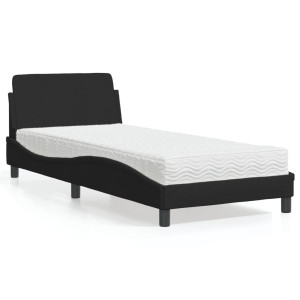 vidaXL Bed met matras stof zwart 90x200 cm