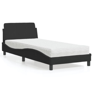 vidaXL Bed met matras fluweel zwart 90x200 cm