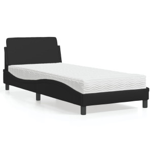 vidaXL Bed met matras kunstleer zwart 90x200 cm