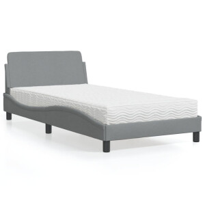 vidaXL Bed met matras "Dover" stof lichtgrijs 100x200 cm