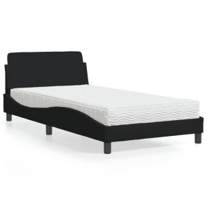 vidaXL Bed met matras "Dover" stof zwart 100x200 cm