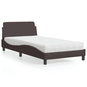 vidaXL Bed met matras "Dover" stof donkerbruin 100x200 cm