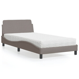 vidaXL Bed met matras "Dover" stof taupe 100x200 cm