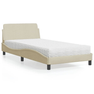 vidaXL Bed met matras "Dover" stof crèmekleurig 100x200 cm