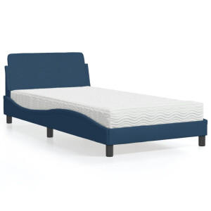 vidaXL Bed met matras "Dover" stof blauw 100x200 cm