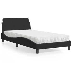 vidaXL Bed met matras "Dover" fluweel zwart 100x200 cm