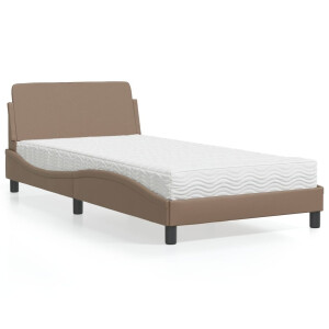 vidaXL Bed met matras "Dover" kunstleer cappuccinokleurig 100x200 cm
