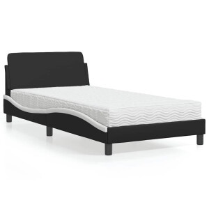 vidaXL Bed met matras "Dover" kunstleer zwart en wit 100x200 cm