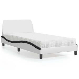 vidaXL Bed met matras "Dover" kunstleer wit en zwart 100x200 cm
