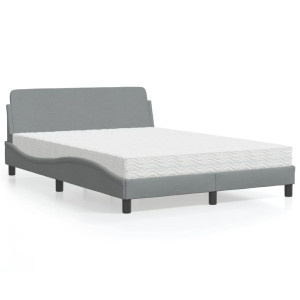 vidaXL Bed met matras "Dover" stof lichtgrijs 120x200 cm