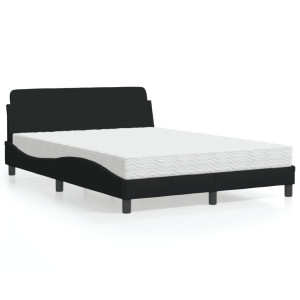 vidaXL Bed met matras stof zwart 120x200 cm