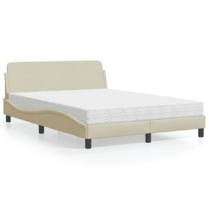 vidaXL Bed met matras stof crèmekleurig 120x200 cm