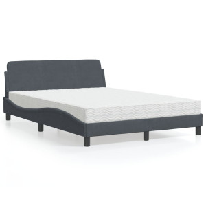 vidaXL Bed met matras fluweel donkergrijs 120x200 cm