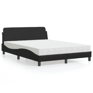 vidaXL Bed met matras kunstleer zwart 120x200 cm