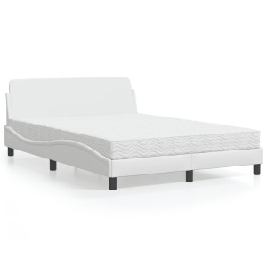 vidaXL Bed met matras kunstleer wit 120x200 cm