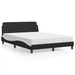 vidaXL Bed met matras kunstleer zwart en wit 120x200 cm