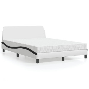 vidaXL Bed met matras kunstleer zwart en wit 120x200 cm