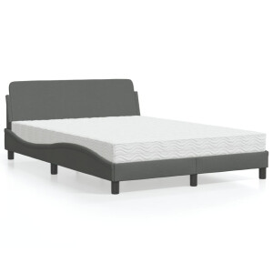 vidaXL Bed met matras "Dover" stof donkergrijs 140x190 cm