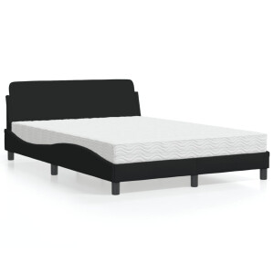 vidaXL Bed met matras "Dover" stof zwart 140x190 cm