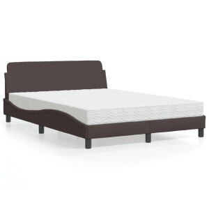 vidaXL Bed met matras "Dover" stof donkerbruin 140x190 cm