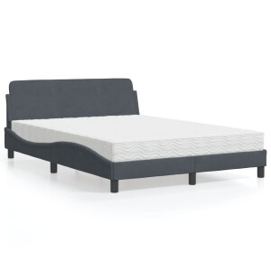 vidaXL Bed met matras "Dover" fluweel donkergrijs 140x190 cm