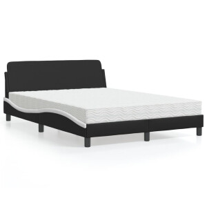 vidaXL Bed met matras "Dover" kunstleer zwart en wit 140x190 cm