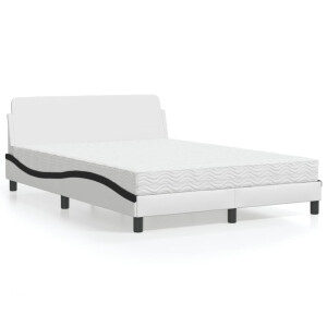vidaXL Bed met matras "Dover" kunstleer wit en zwart 140x190 cm