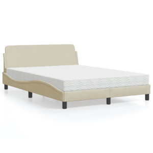 vidaXL Bed met matras "Dover" stof crèmekleurig 140x200 cm