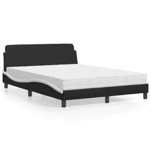 vidaXL Bed met matras "Dover" kunstleer zwart en wit 140x200 cm