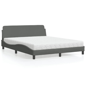 vidaXL Bed met matras "Dover" stof donkergrijs 160x200 cm