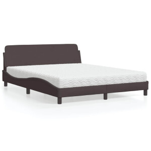 vidaXL Bed met matras "Dover" stof donkerbruin 160x200 cm