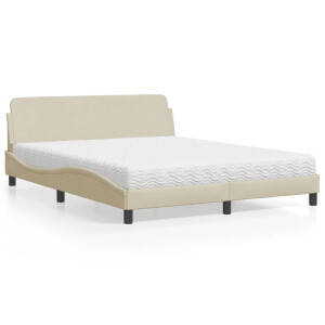 vidaXL Bed met matras "Dover" stof crèmekleurig 160x200 cm