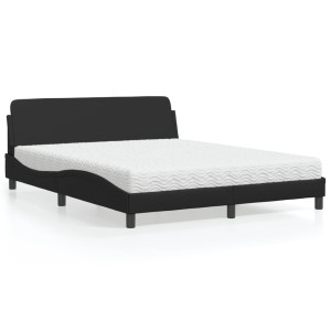 vidaXL Bed met matras kunstleer zwart 160x200 cm