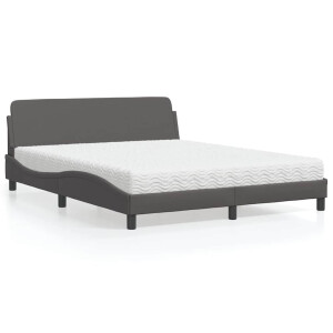 vidaXL Bed met matras "Dover" kunstleer grijs 160x200 cm