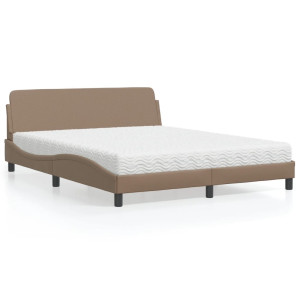 vidaXL Bed met matras "Dover" kunstleer cappuccinokleurig 160x200 cm