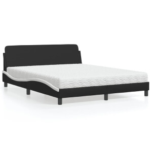 vidaXL Bed met matras "Dover" kunstleer zwart en wit 160x200 cm